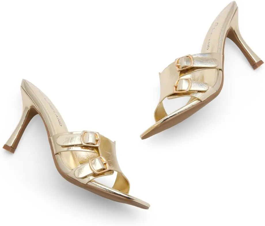 Shoe Land Melrose Women's High Heels Stiletto Heeled Slides, Square Open Toe One Band Slip-On Heeled Mules  Dressy Clear Heeled Sandals for Prom Party Wedding and Vacation