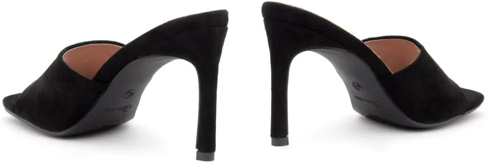 Shoe Land Melrose Women's High Heels Stiletto Heeled Slides, Square Open Toe One Band Slip-On Heeled Mules  Dressy Clear Heeled Sandals for Prom Party Wedding and Vacation