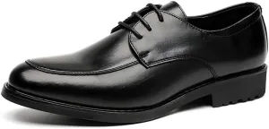 Shoes Dress Oxford for Men Lace Up Pointed Toe Vegan Leather Apron Toe Derby Shoes Non Slip Block Heel Anti-Slip Rubber Sole Slip Resistant Party