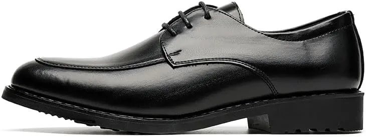 Shoes Dress Oxford for Men Lace Up Pointed Toe Vegan Leather Apron Toe Derby Shoes Non Slip Block Heel Anti-Slip Rubber Sole Slip Resistant Party