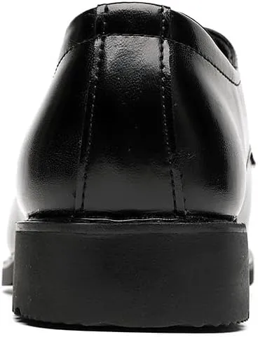 Shoes Dress Oxford for Men Lace Up Pointed Toe Vegan Leather Apron Toe Derby Shoes Non Slip Block Heel Anti-Slip Rubber Sole Slip Resistant Party