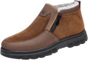 Snow Shoes For Men Plush Lined Side Zipper Walking Shoes Pull-on Hiking Boots Women aterproof Soft Casual Shoes
