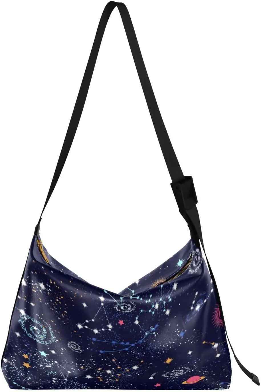 Space Galaxy Womens Shoulder Bag Hobo Crossbody Leather Casual Tote Bag for Women Large Starry Sky Handbag Shopping Bag