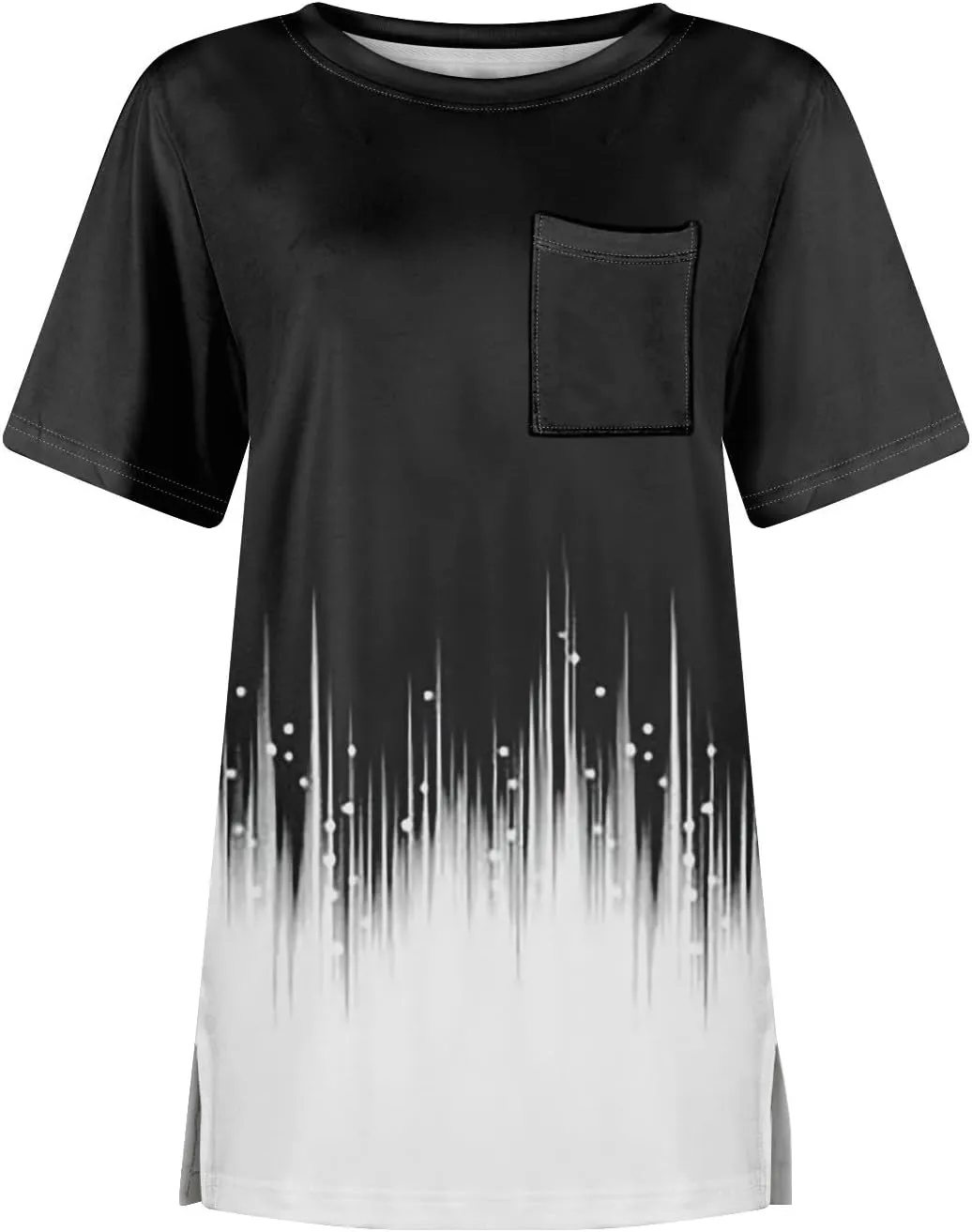 Summer Tops for Women Short Sleeve Womens Tops Dressy Casual Crew Neck Shirts Color Block Blouses Clothes with Pocket