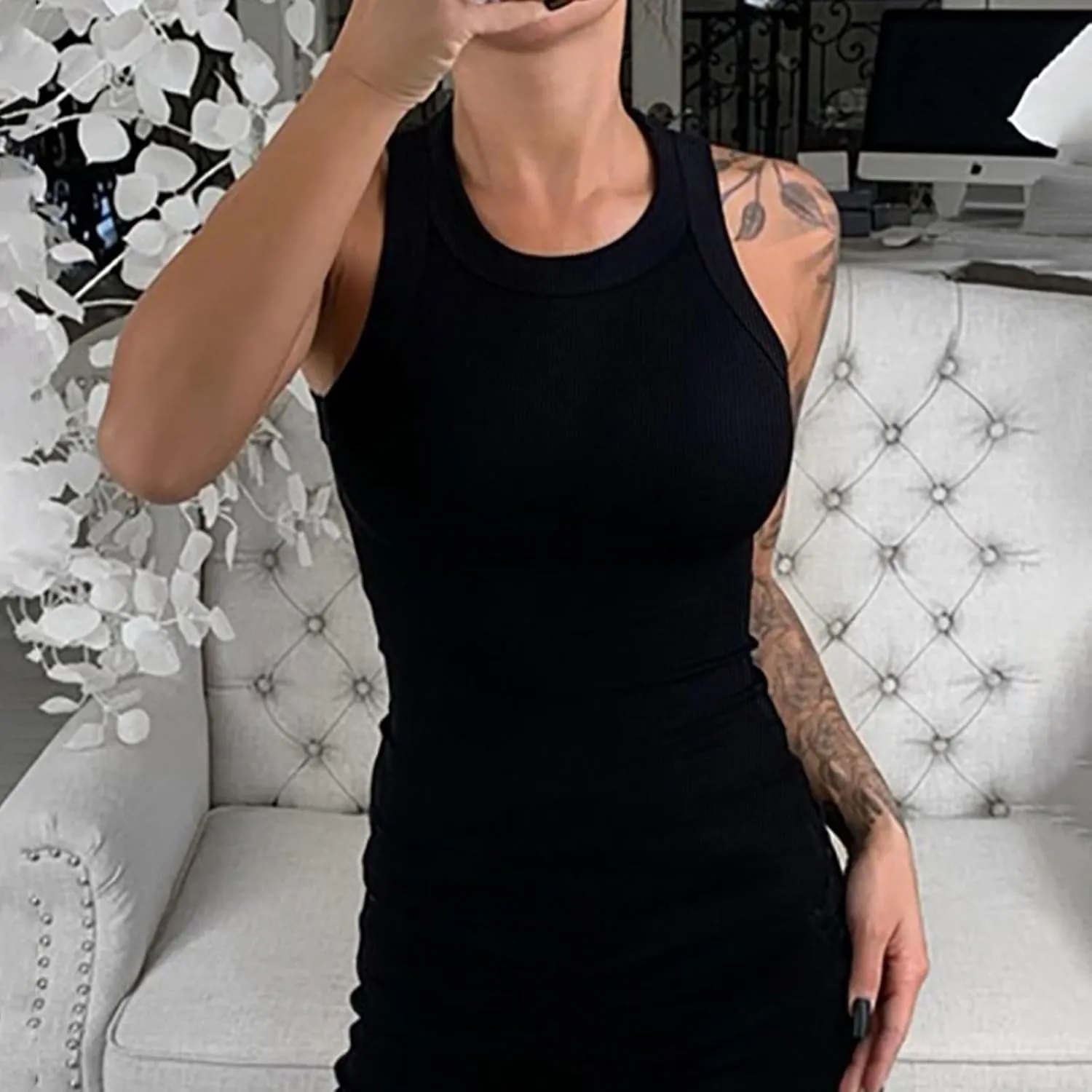 Tank Tops for Women, Racerback Ribbed Tank Top, Women Slim Knit Basic Summer Tops Going Out Tops Long Sleeveless Shirts