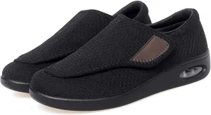 TAYGUM Extra Wide Diabetic Shoes for Women, Lightweight Casual Walking Shoes, Orthopedic Comfy Casual Slippers, Elderly Sneakers, Adjustable Closure, for Feet Fattening(Black,7)