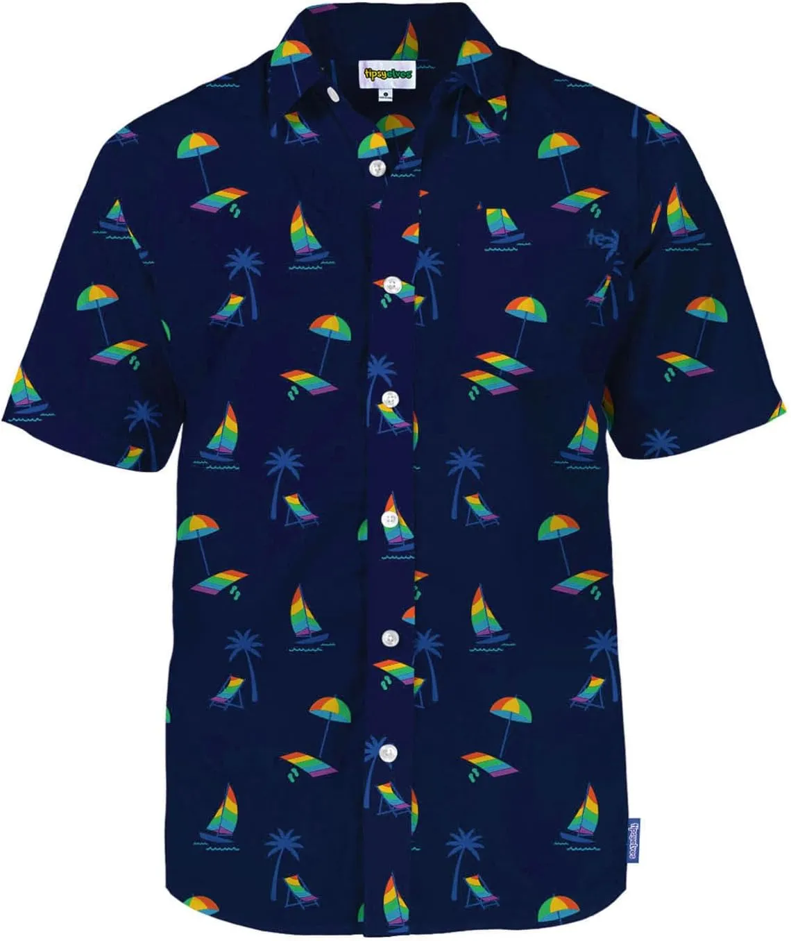 Tipsy Elves LGBT Pride Button Down Shirts for Men - Casual Mens Rainbow Shirts - Gay Pride Short Sleeve Shirts