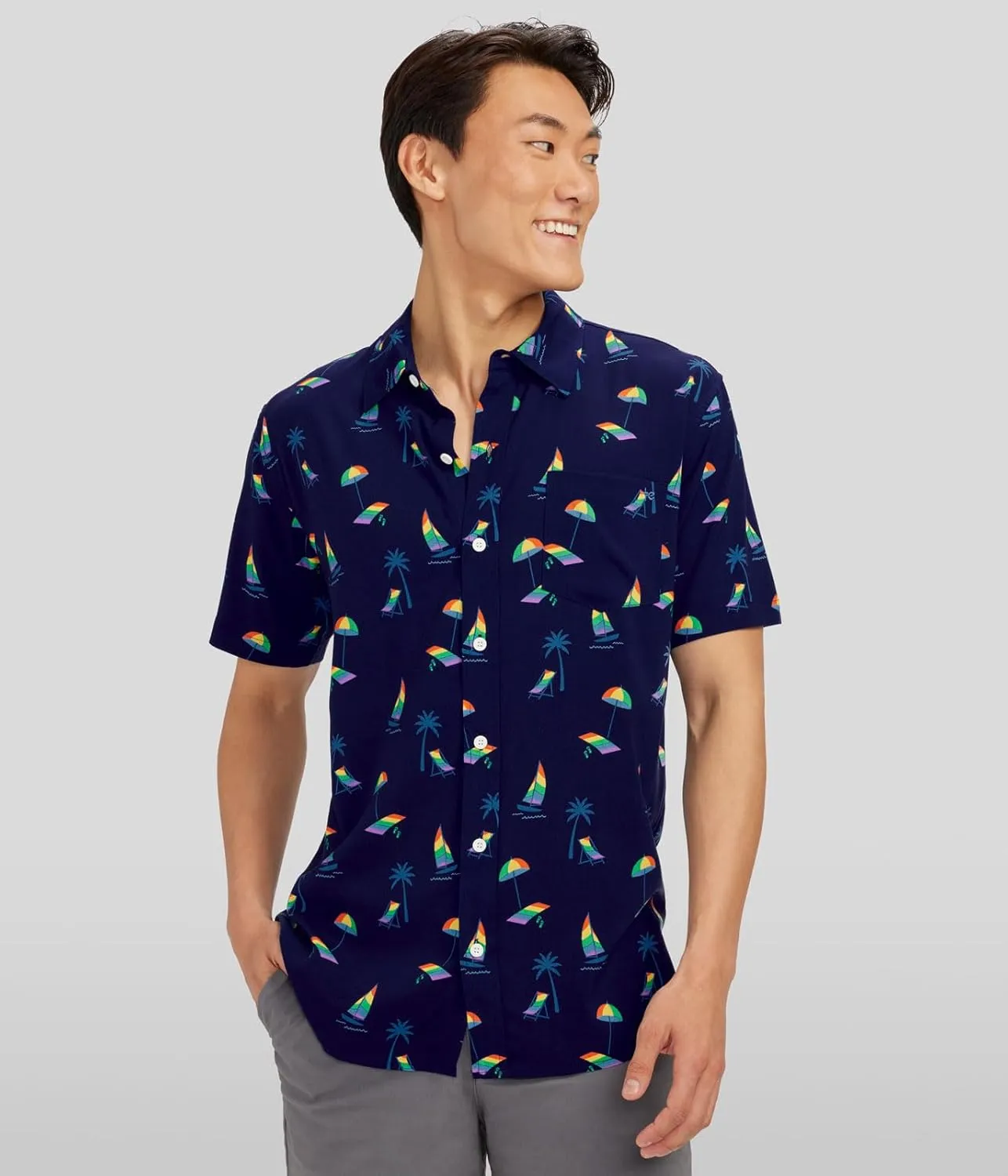 Tipsy Elves LGBT Pride Button Down Shirts for Men - Casual Mens Rainbow Shirts - Gay Pride Short Sleeve Shirts