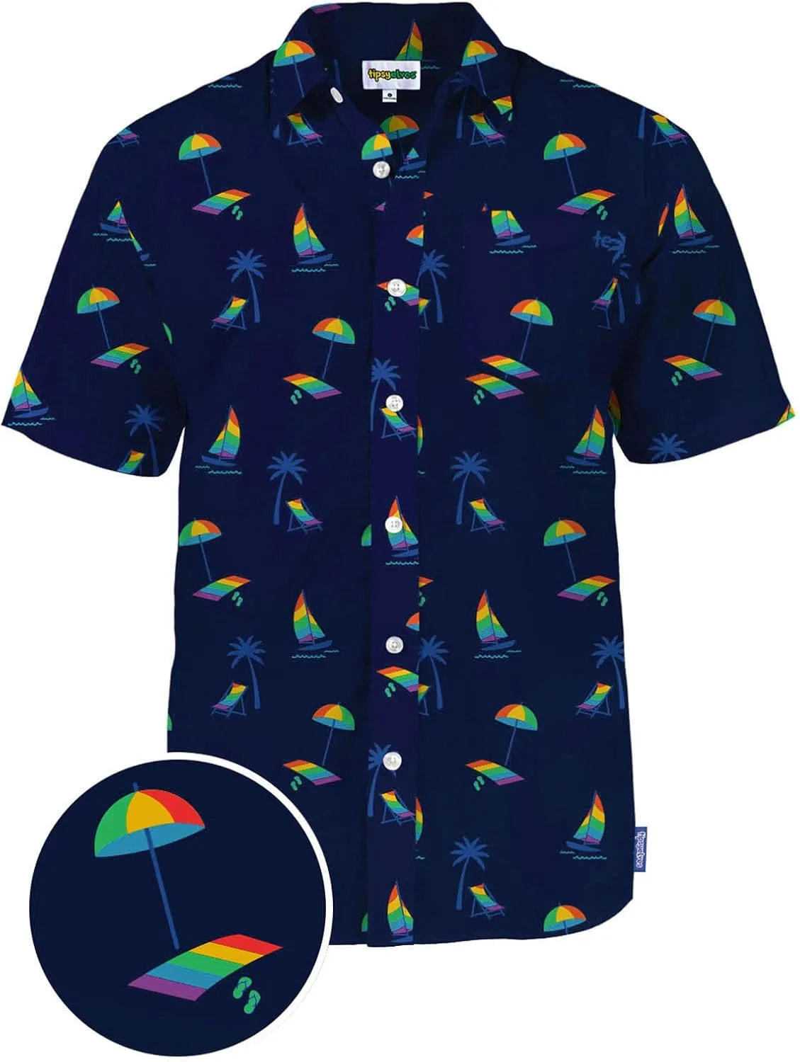 Tipsy Elves LGBT Pride Button Down Shirts for Men - Casual Mens Rainbow Shirts - Gay Pride Short Sleeve Shirts