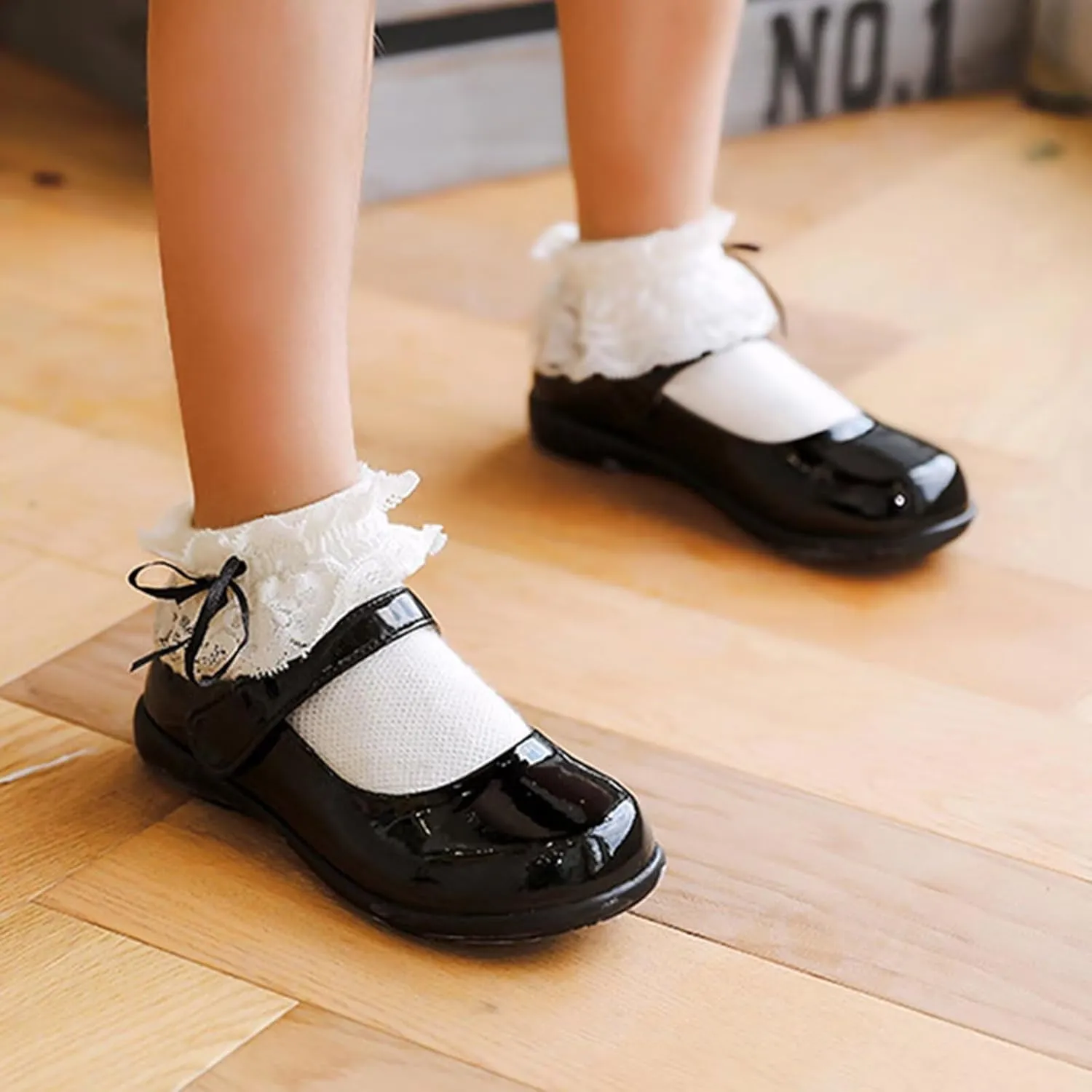 Toddler Kids Girls Dress Shoes Wedding Church Party Princess Shoes Leather School Uniform Flats