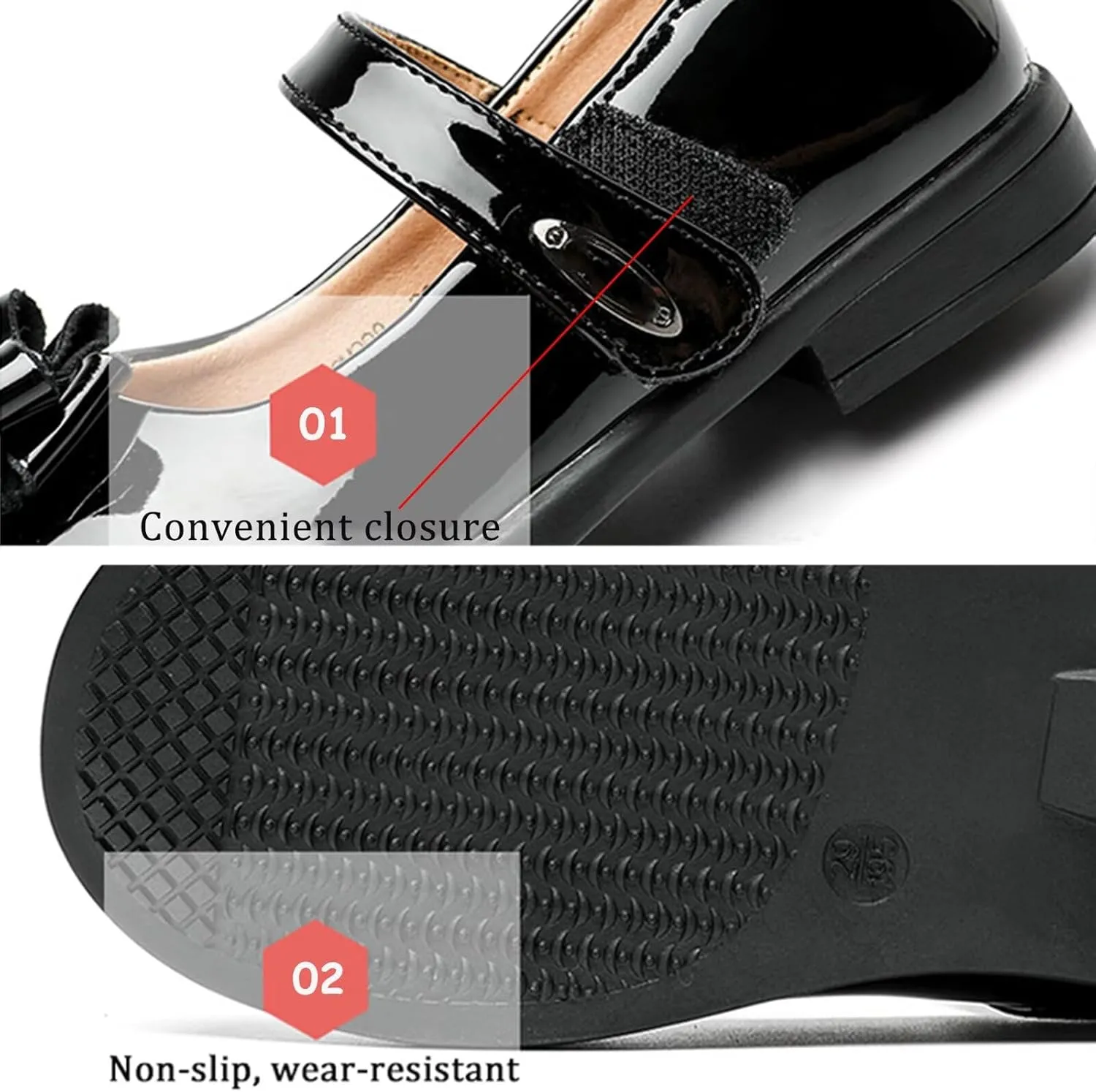 Toddler Kids Girls Dress Shoes Wedding Church Party Princess Shoes Leather School Uniform Flats