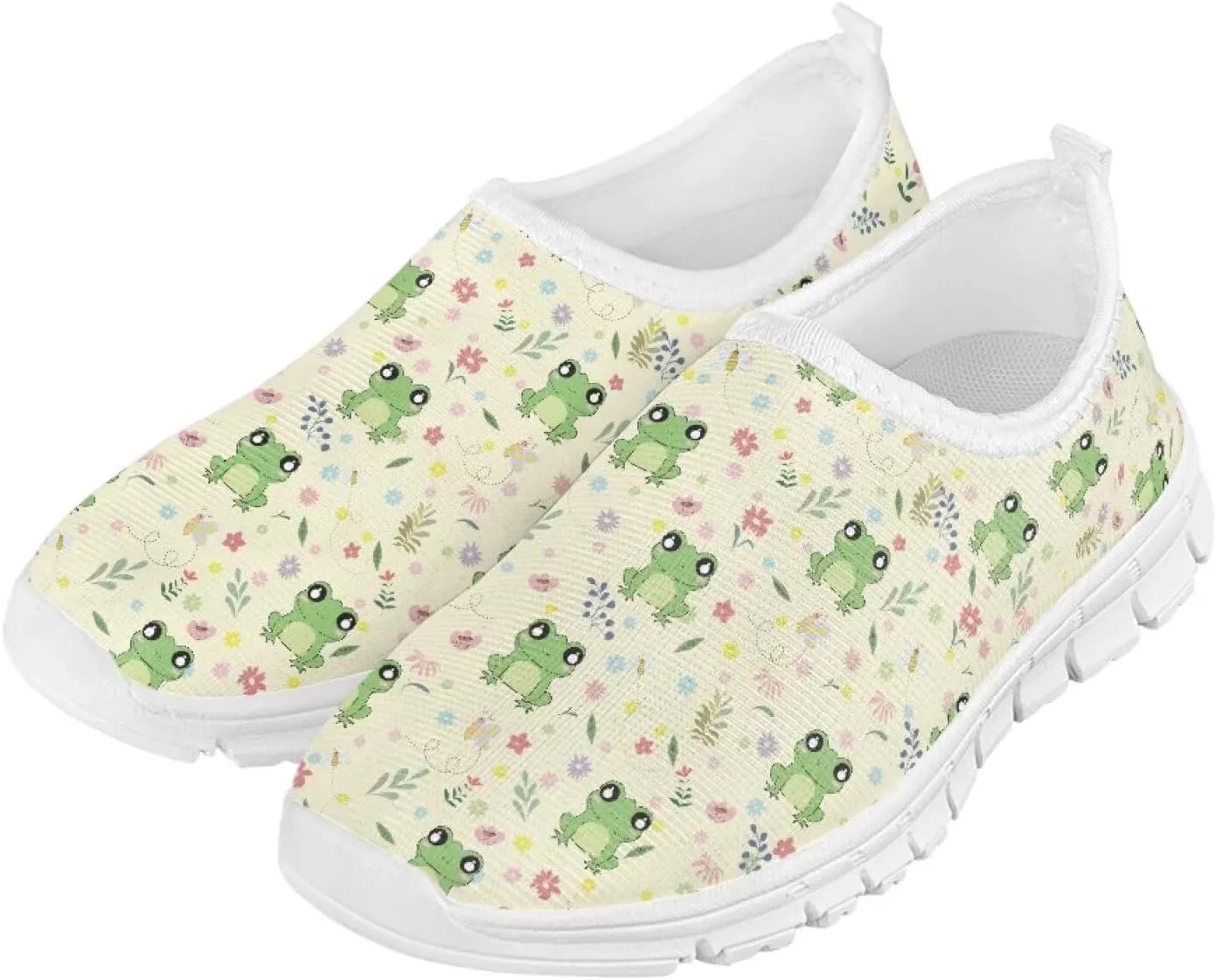 TODIYADDU Graphic Girls Sneakers Kids Breathable Mesh Shoes Lightweight Casual Tennis Running Athletic Sneaker, White