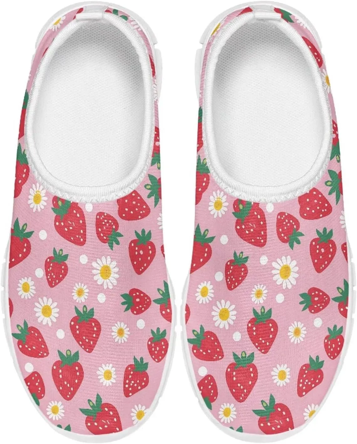 TODIYADDU Graphic Girls Sneakers Kids Breathable Mesh Shoes Lightweight Casual Tennis Running Athletic Sneaker, White