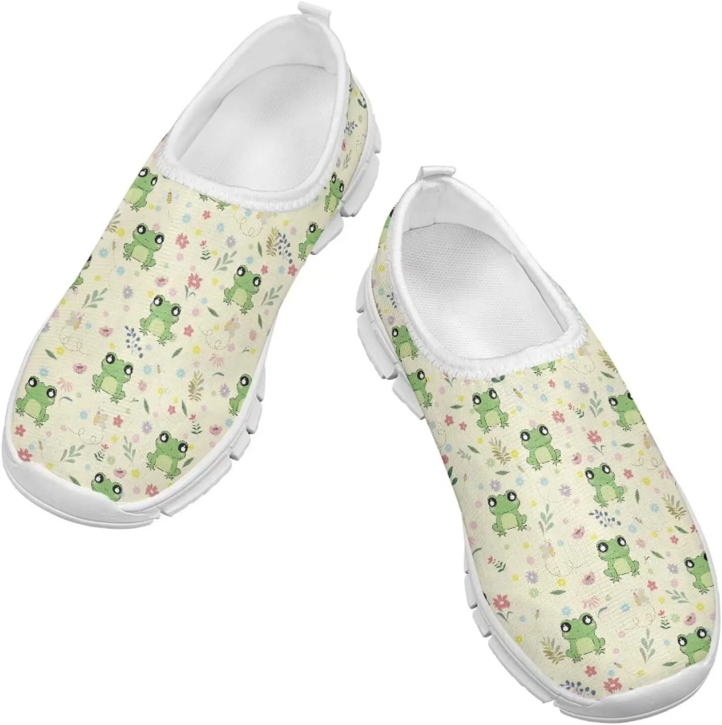 TODIYADDU Graphic Girls Sneakers Kids Breathable Mesh Shoes Lightweight Casual Tennis Running Athletic Sneaker, White