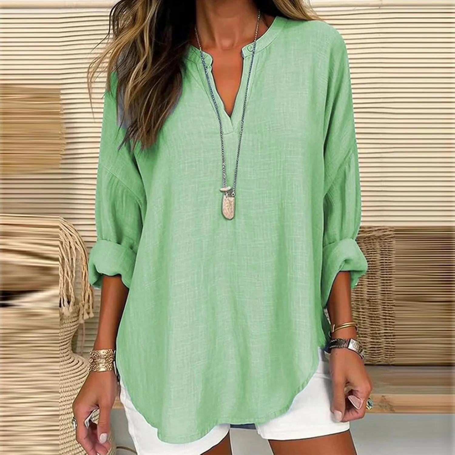 Trendy Dressy Blouses Plus Size Casual Women Size Color Long Blouse Loose Women'S Blouse Fashion Dressy Plain Blouses