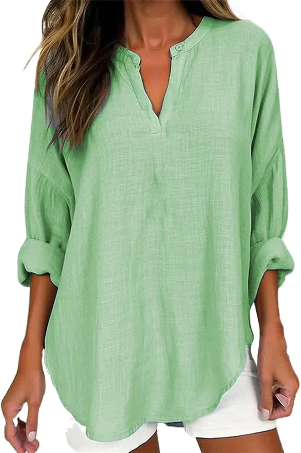 Trendy Dressy Blouses Plus Size Casual Women Size Color Long Blouse Loose Women'S Blouse Fashion Dressy Plain Blouses