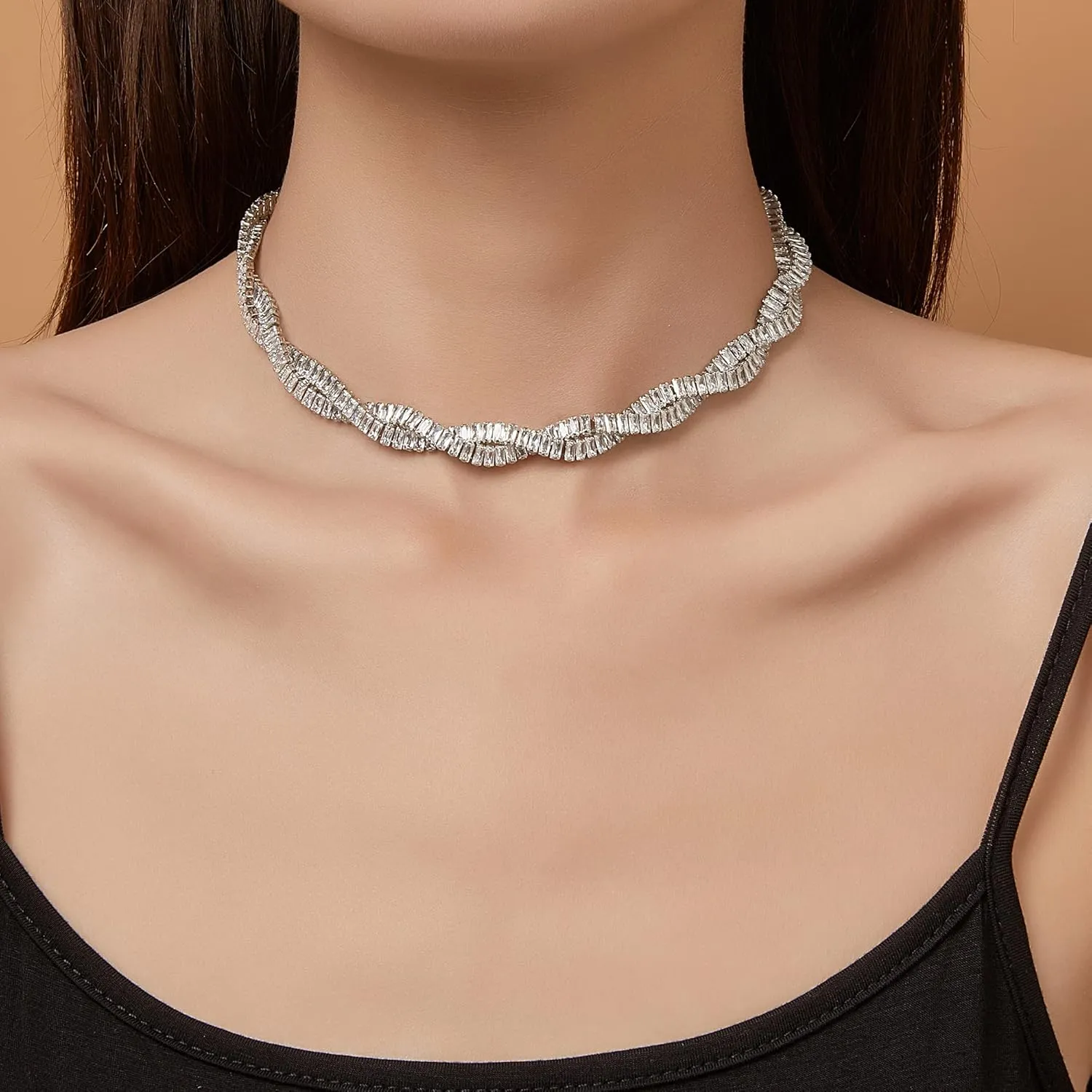Trendy Necklaces for Women, Dainty Silver Pearl CZ Gold Heart Chain Choker Necklaces Jewelry for Her