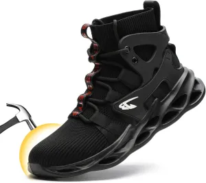 U-lite Breathable Knitted Safety Work Shoes for Men Women, Soft Non-Slip Anti-Smash Puncture-Proof Indestructible Industrial Construction Sneakers