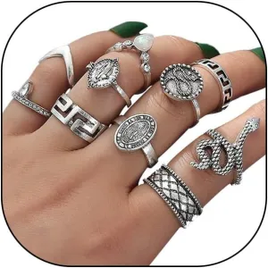 Vintage Gold Knuckle Stacking Rings Set for Women Men Boho Joint Finger Stackable Nail Ring Delicate Carved Oval Snake Ring Jewelry Gift