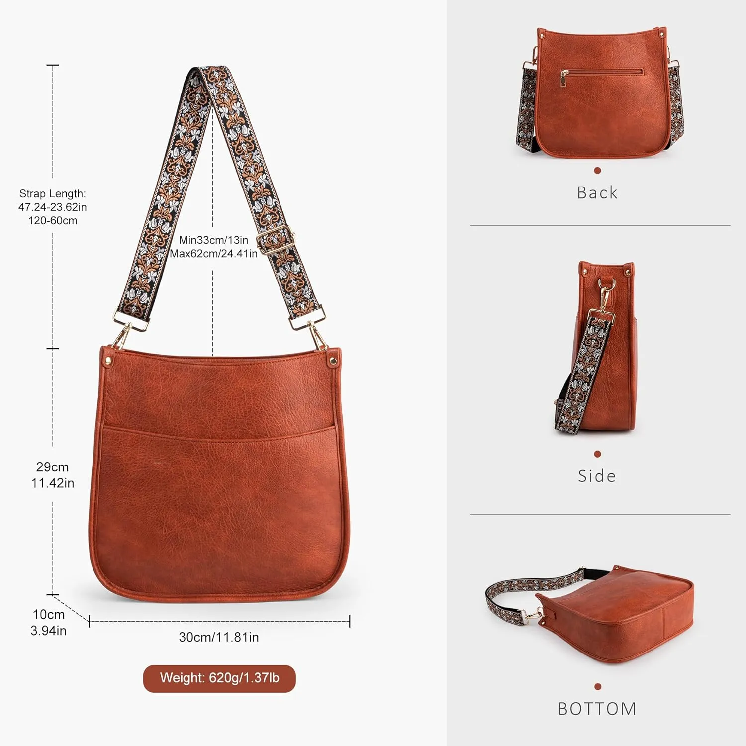 Viva Terry Vegan Leather Crossbody Fashion Shoulder Bag Purse with Adjustable Strap