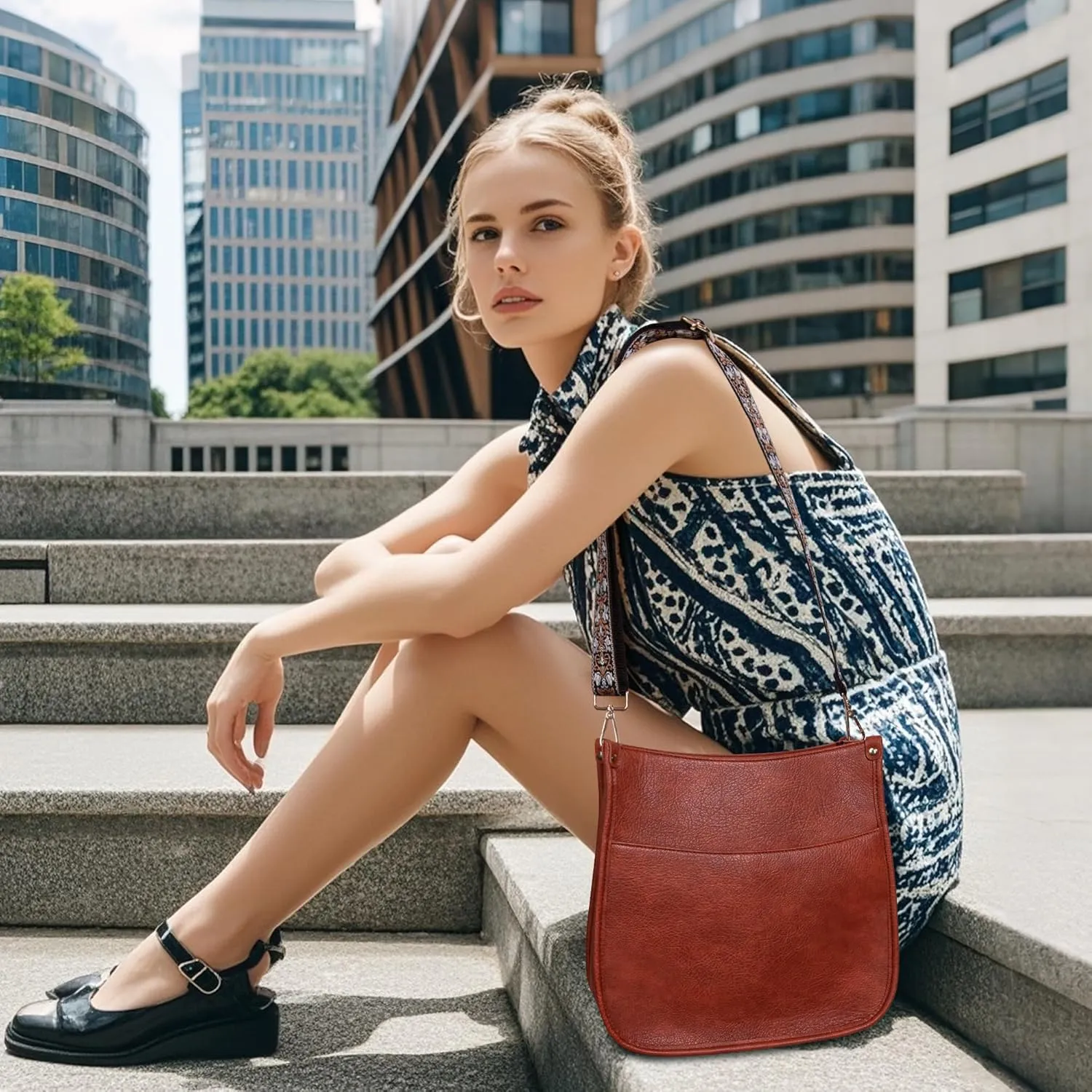 Viva Terry Vegan Leather Crossbody Fashion Shoulder Bag Purse with Adjustable Strap