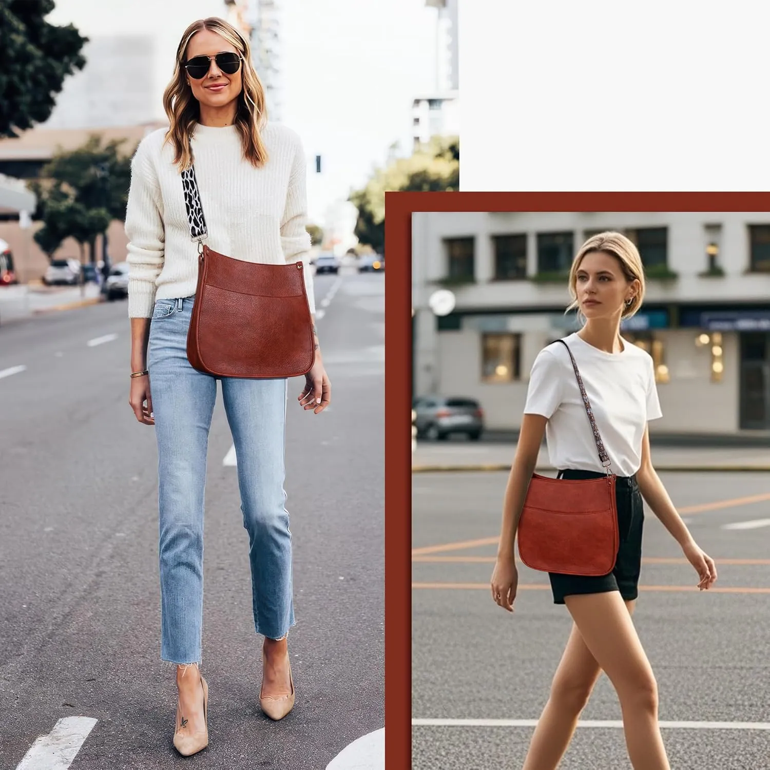 Viva Terry Vegan Leather Crossbody Fashion Shoulder Bag Purse with Adjustable Strap