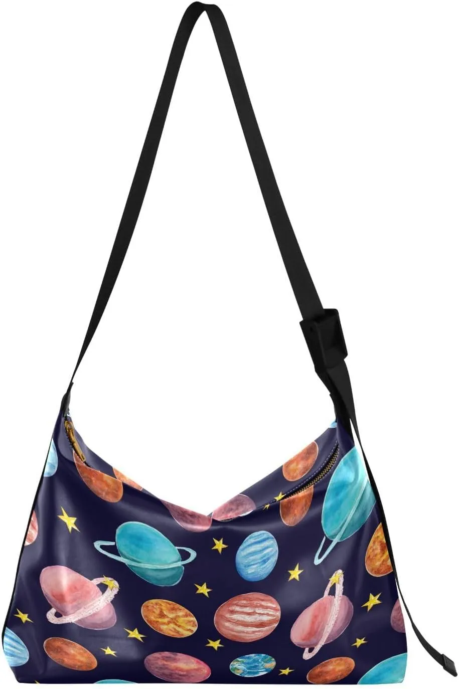 Watercolor Planets Star Womens Shoulder Bag Hobo Crossbody Leather Casual Tote Bag for Women Large Unique Galaxy Handbag Shopping Bag