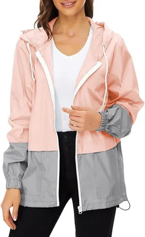 Windbreaker Jackets Womens Lightweight Outdoor Waterproof Hooded Rain Coats Hiking UPF50  Sun Jackets