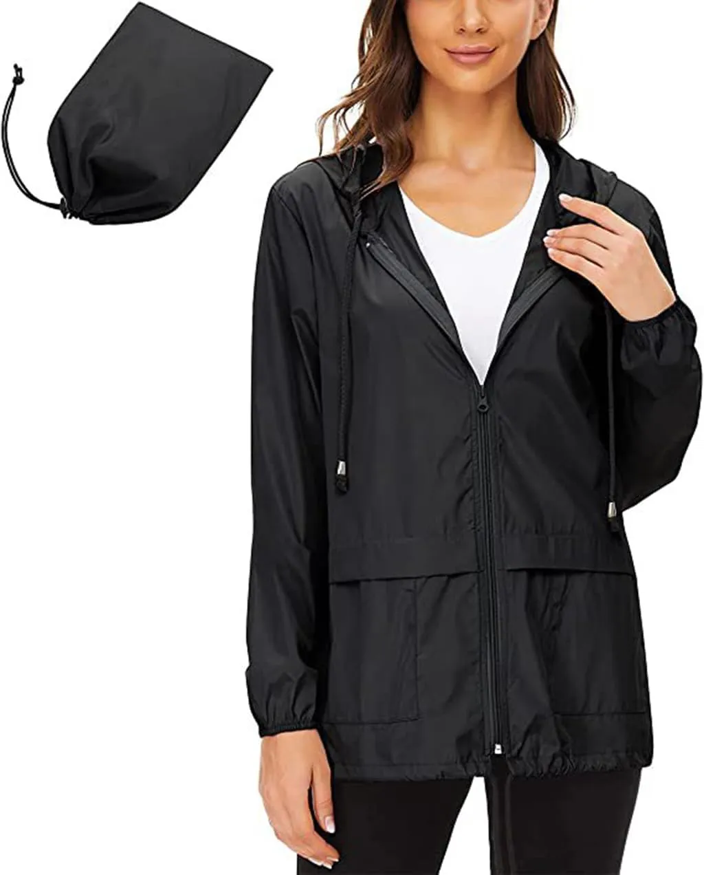 Windbreaker Jackets Womens Lightweight Outdoor Waterproof Hooded Rain Coats Hiking UPF50  Sun Jackets