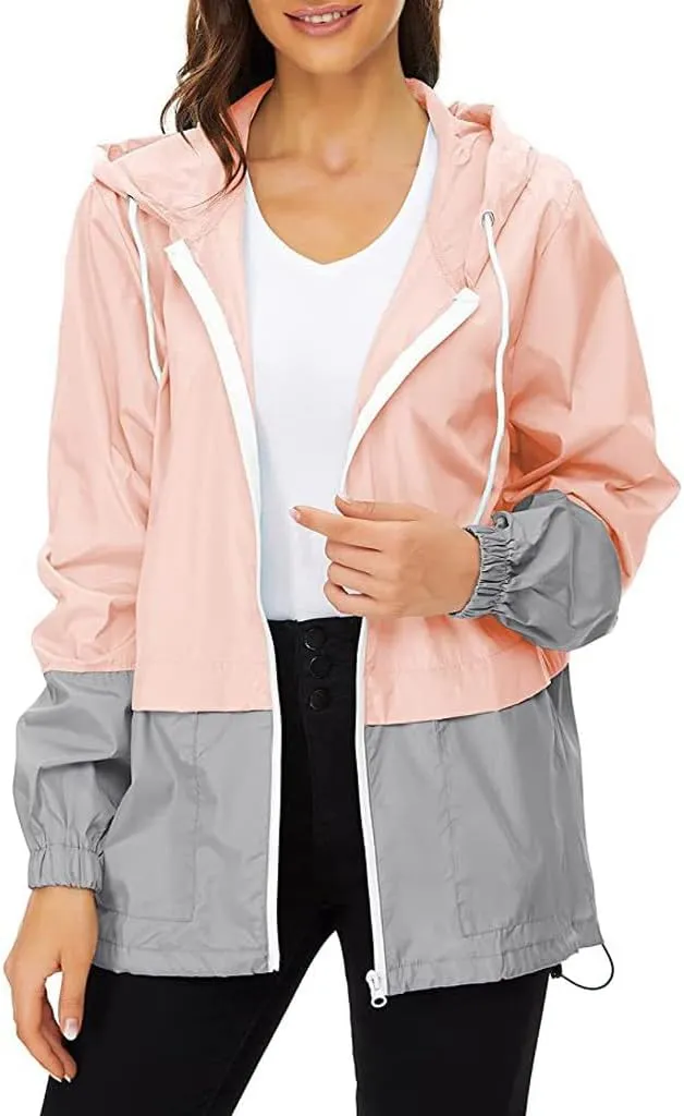 Windbreaker Jackets Womens Lightweight Outdoor Waterproof Hooded Rain Coats Hiking UPF50  Sun Jackets