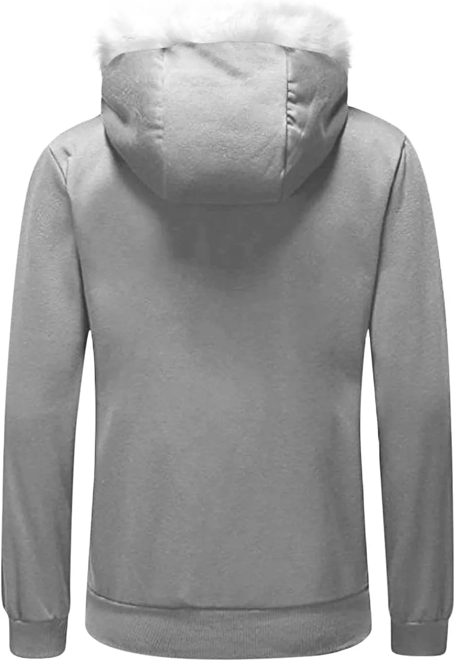 Women Furry Splicing Hoodies Fashion Hooded Sweatshirts with Pockets Zip Up Fleece Sweater Fall Winter Coats