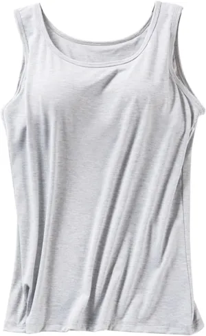 Women's Camisole with Built in Bra Shelf Padded Loose Fitting Tank Tops Spaghetti Strap Underwear Bottoming Shirts