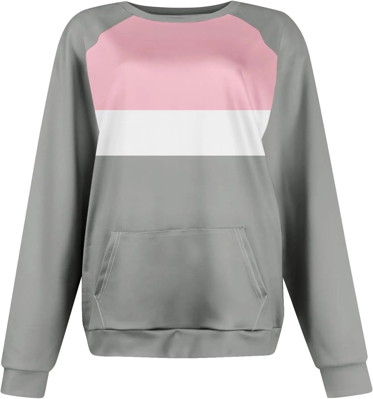 Womens Crewneck Sweatshirt Pullover Trendy Sweatshirts Cute Long Sleeve Y2k Fall Tops Outfits with Pockets