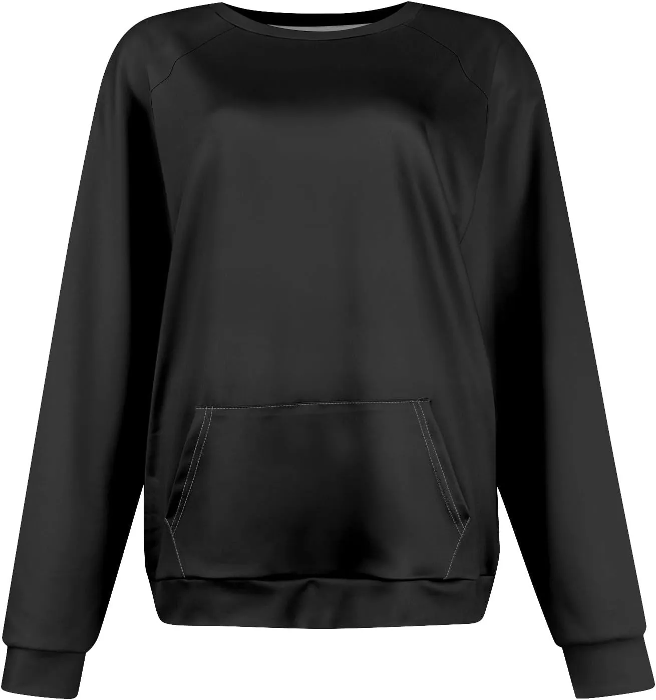 Women's Crewneck Sweatshirts Casual Long Sleeve Crewneck Tops Lightweight Pullover Sweaters with Pocket