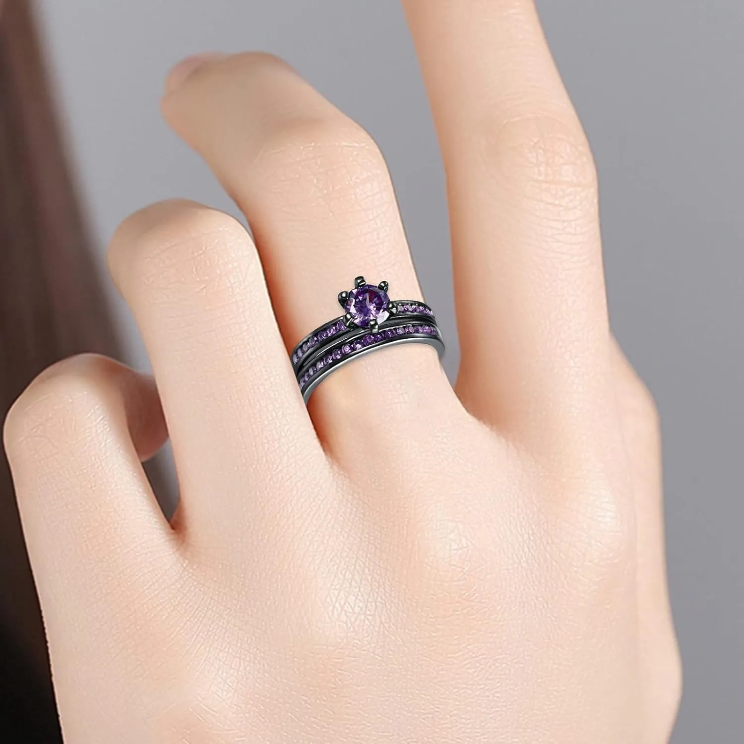 Womens Cut Diamond Couple Ring Band Set, Promise Ring for Her Wedding Pormise Engagement Rings Set Wedding Band Jewelry
