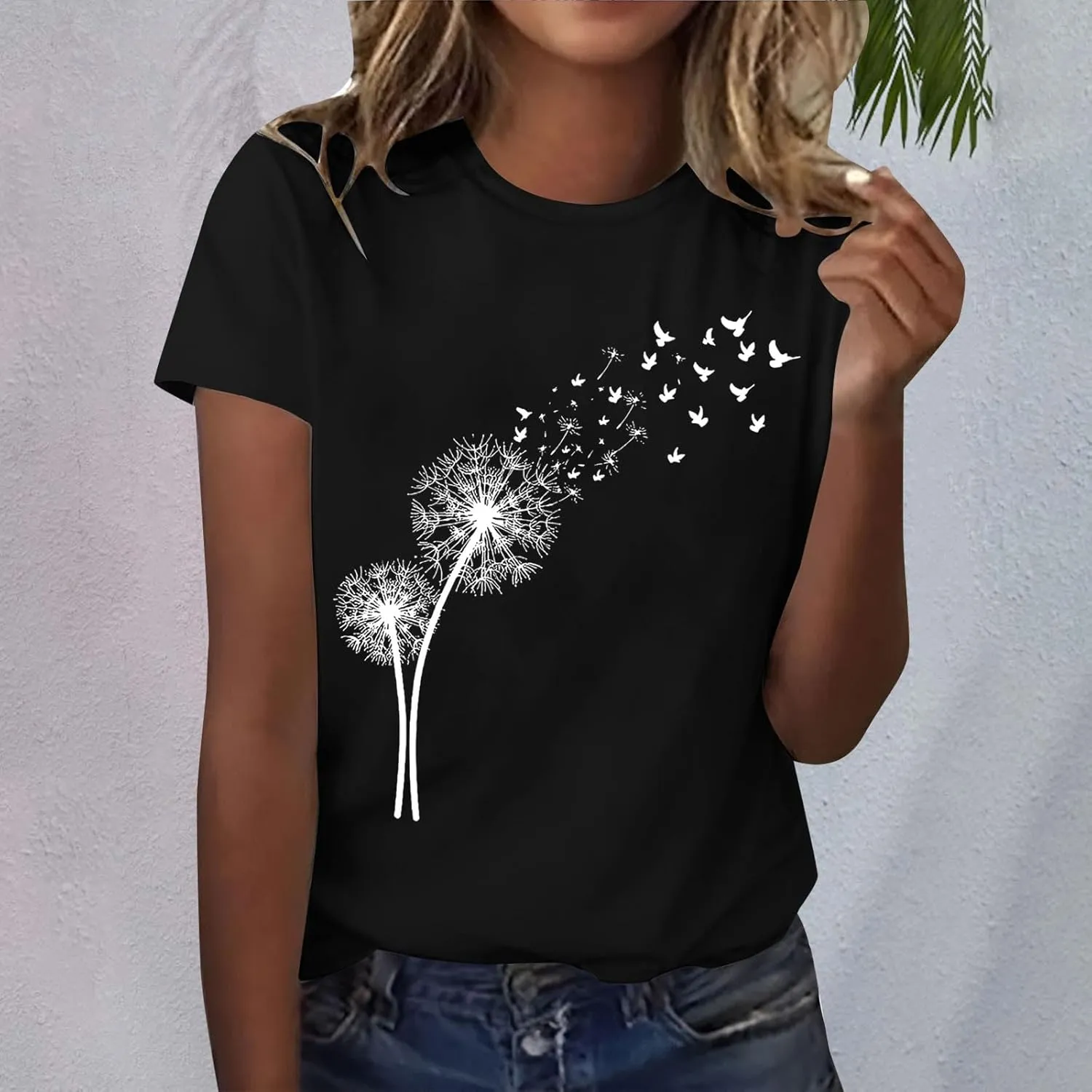 Women's Dandelion Printed Shirt Floral Summer Tops Loose Fit Casual Summer Outfits Soft Clothes 2025
