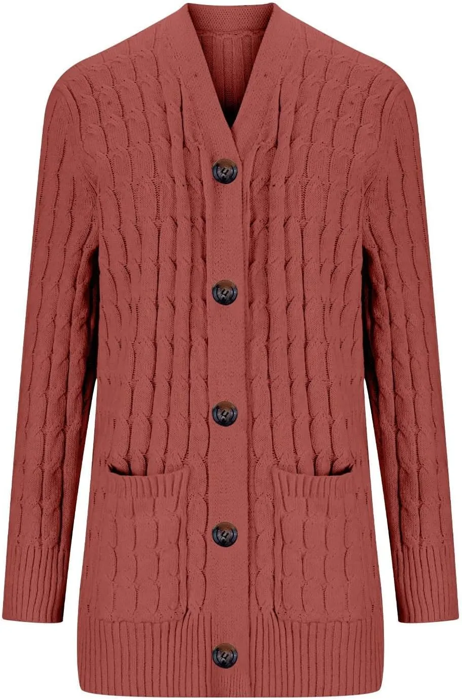 Womens Fall Jacket Plus Size V Neck Knit Sweaters Button Down Long Sleeve Cardigan Winter Coats with Pockets