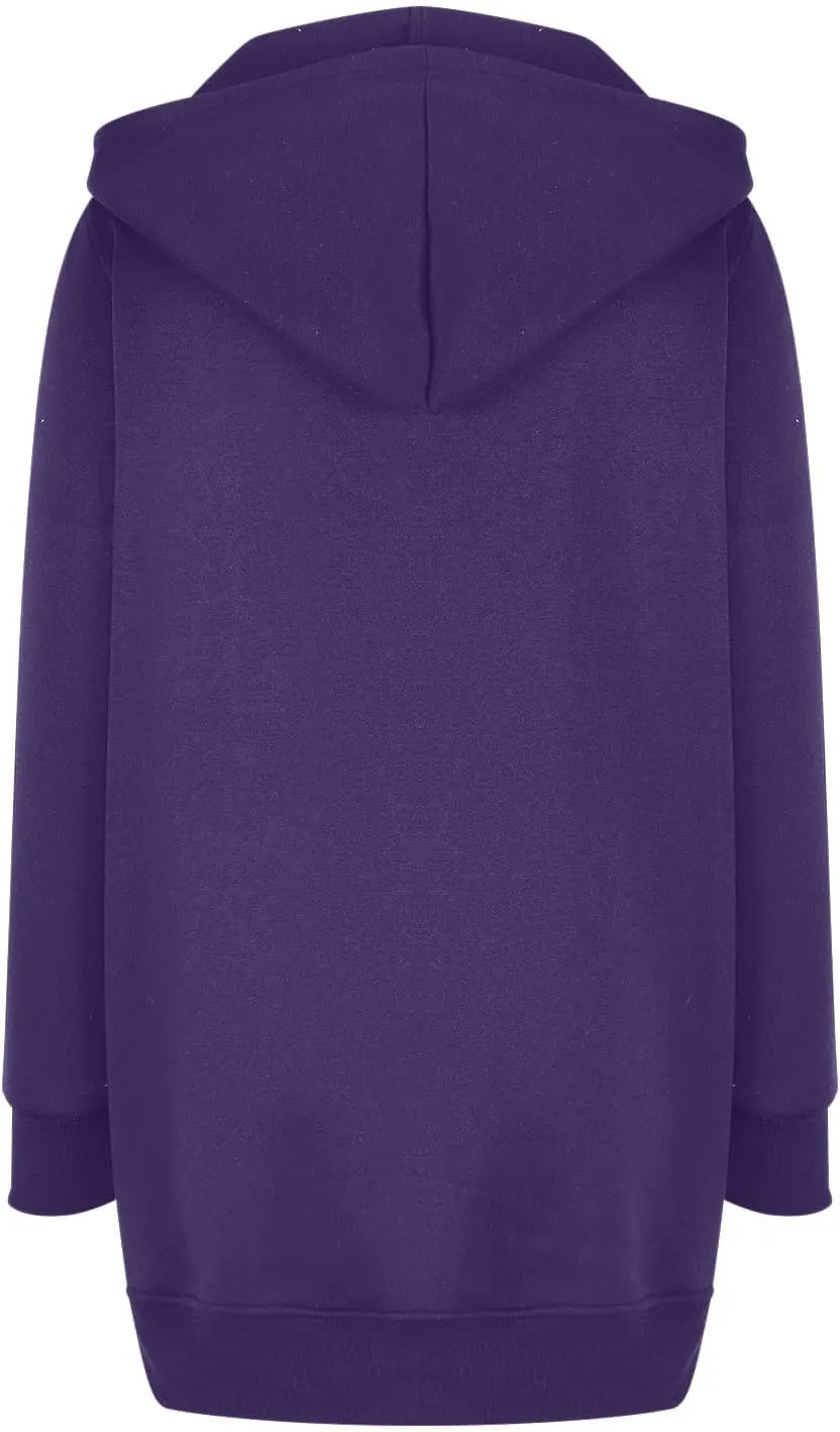 Womens Long Fleece Zip Up Jacket 2024 Fall Casual,Oversized Hoodie Sleeve Sweatshirt with Pockets Winter Coats