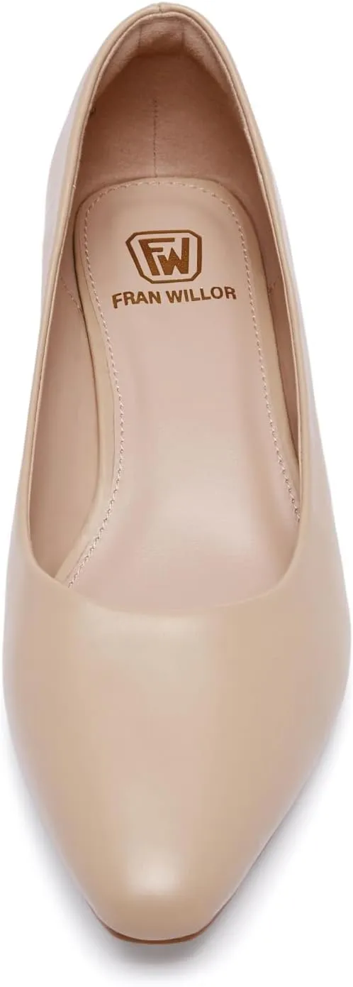Women's Low Chunky Heels Pumps Comfortable Pointed Toe Dressy Work Shoes