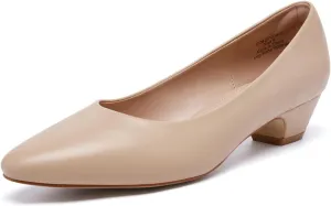 Women's Low Chunky Heels Pumps Comfortable Pointed Toe Dressy Work Shoes