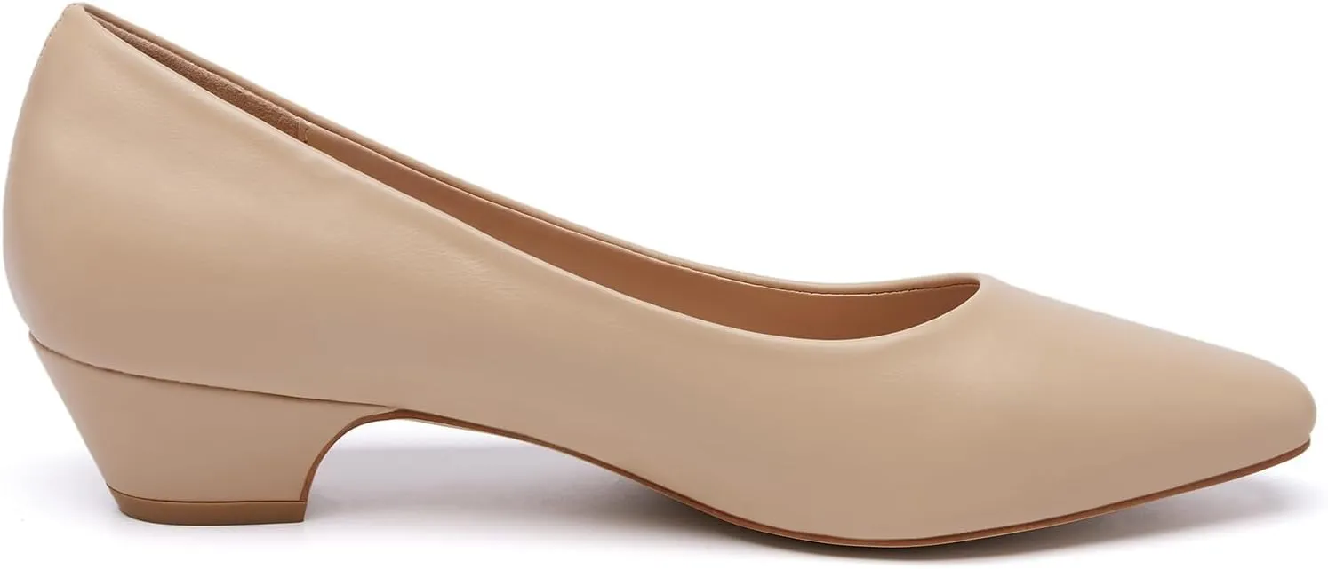Women's Low Chunky Heels Pumps Comfortable Pointed Toe Dressy Work Shoes