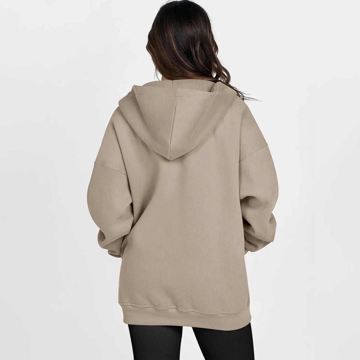 Women's Oversized Zip Up Hoodies Fleece Jacket Casual 2024 Fall Winter Hooded Sweatshirts Drawstring Y2K Hoodie