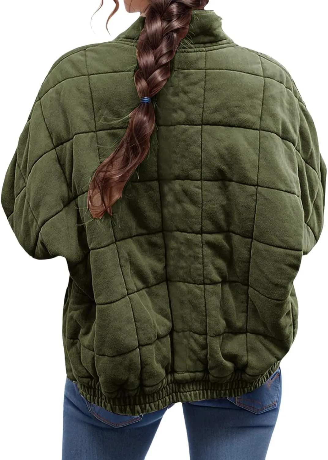 Women's Quilted Lightweight Jackets Puffer Winter Warm Zippper Coats Loose Casual Windproof Outwear Cropped Tops
