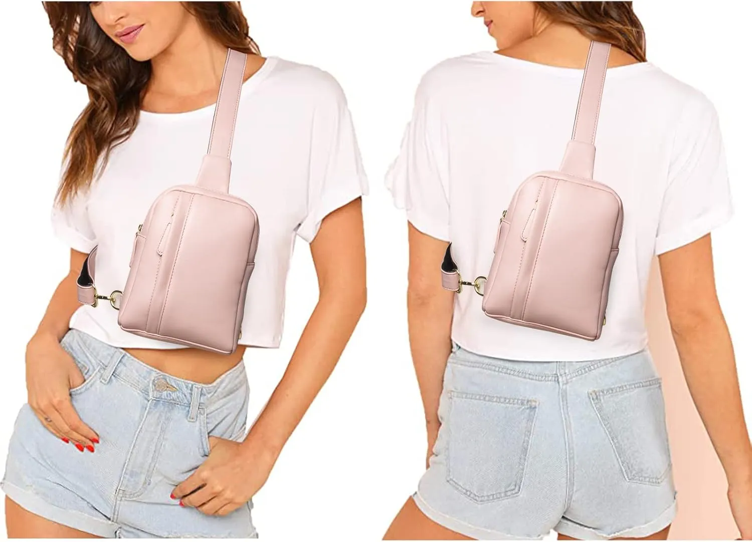 Womens Sling Bag Crossbody Fanny Pack Purse Leather Casual Fashion Travel Daypack Sport Chest Satchel for Women