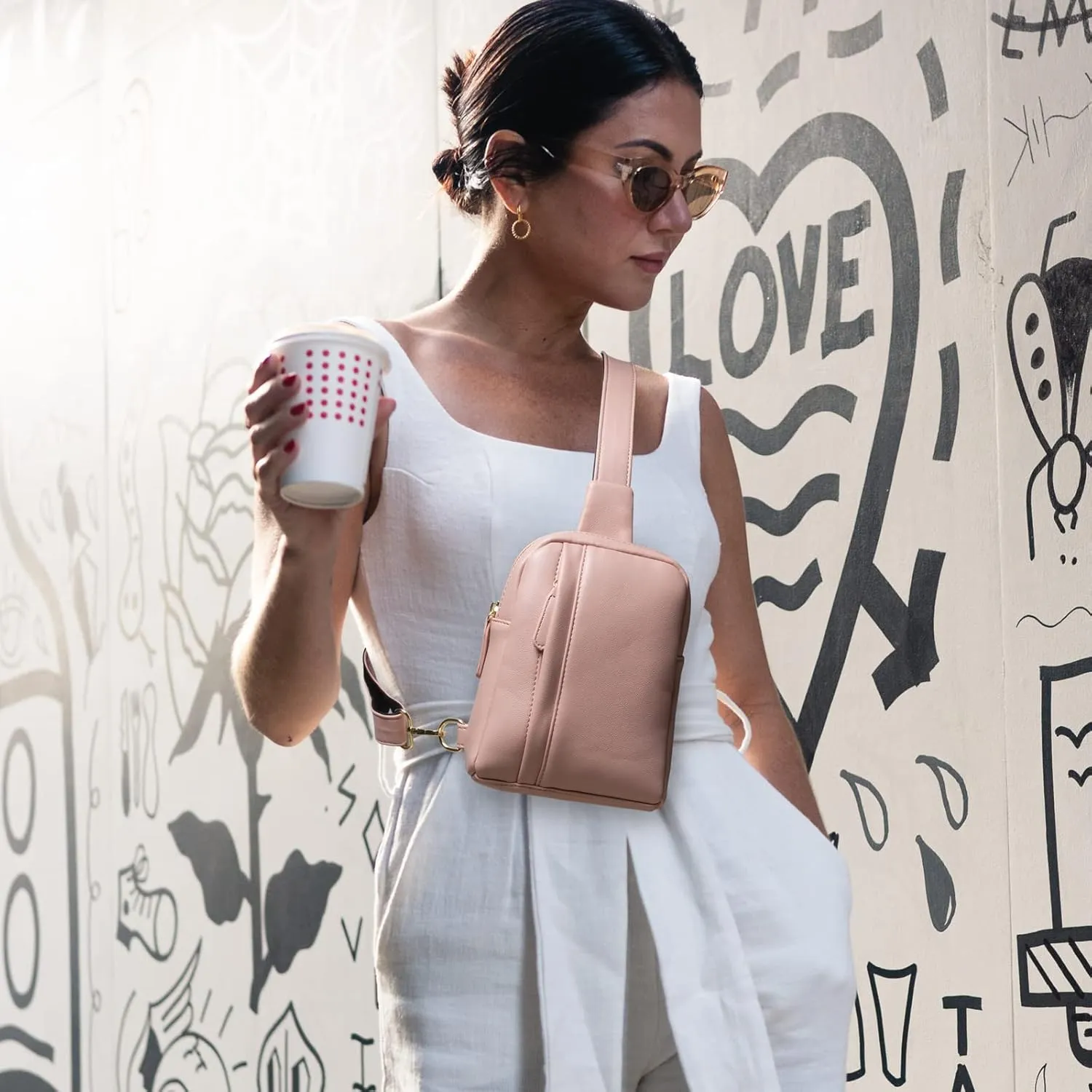 Womens Sling Bag Crossbody Fanny Pack Purse Leather Casual Fashion Travel Daypack Sport Chest Satchel for Women