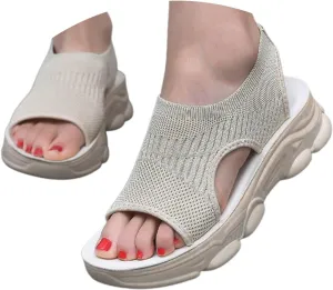 Women's Summer Flat Sandals Comfortable Slip On Beach Shoes Casual Outdoor Walking Vacation Dressy Outfit Lightweight Breathable