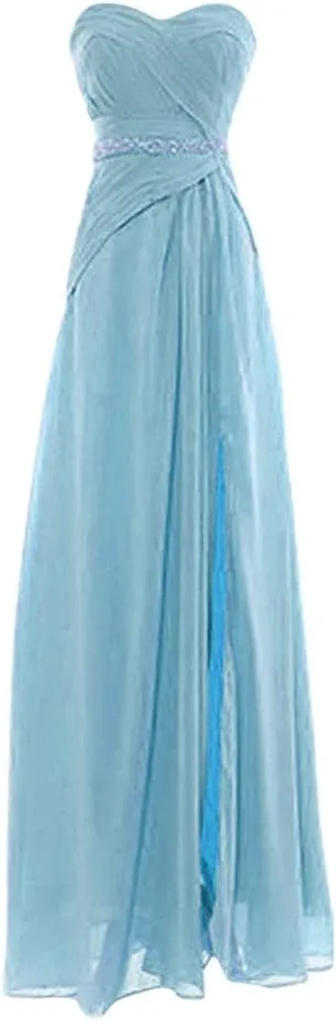 Womens Sweetheart Beading Formal Chiffon Bridesmaid Evening Dress