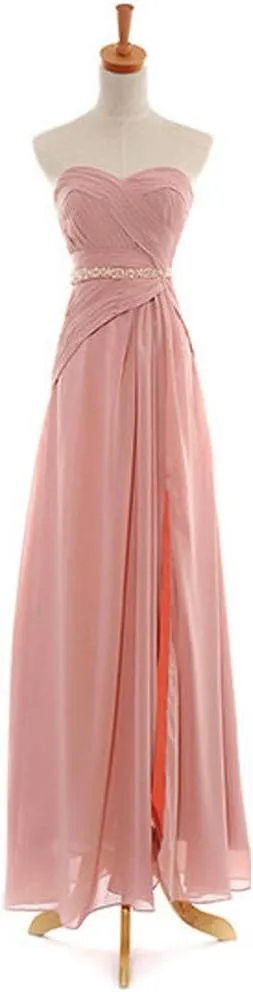 Womens Sweetheart Beading Formal Chiffon Bridesmaid Evening Dress