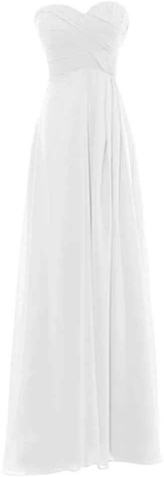 Womens Sweetheart Long Formal Chiffon Bridesmaid Evening Dress