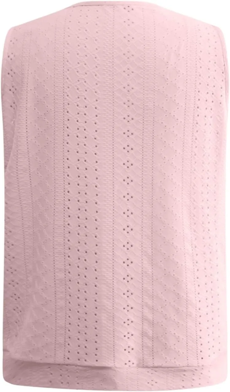 Womens Tank Tops Loose Fit Eyelet Sleeveless Summer Casual Shirts Soft Lightweight Relaxed Fitted Outfits 2025